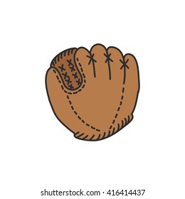 doodle icon. leather baseball glove. vector illustration