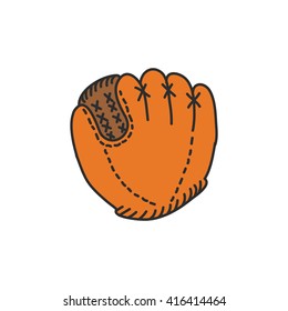 doodle icon. leather baseball glove. vector illustration