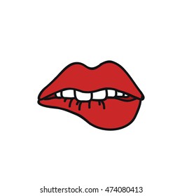 doodle icon. lips. vector illustration