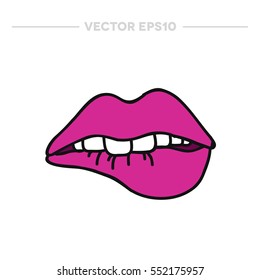 doodle icon. lips. vector illustration