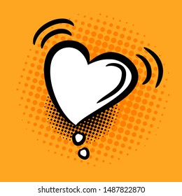 doodle of icon love. comic bubble with halftone shadows. popart style. vector illustration