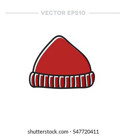doodle icon. lumberjack hat. vector illustration
