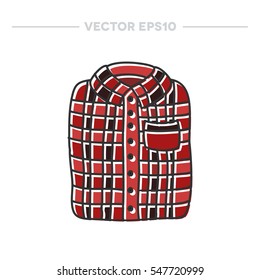 doodle icon. lumberjack shirt. vector illustration