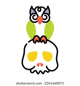 Doodle icon of magic owl 