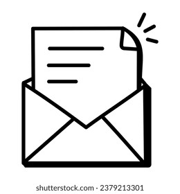 Doodle icon of mail in editable design 