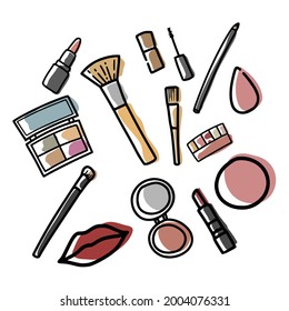 doodle icon make up cosmetic