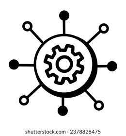 Icono de doodle de la red de administración en estilo editable 