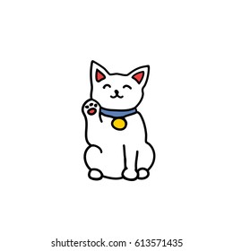 doodle icon. maneki neko. isolated on white background. vector illustration