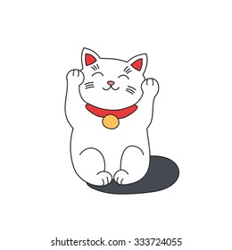 doodle icon. maneki neko. vector illustration