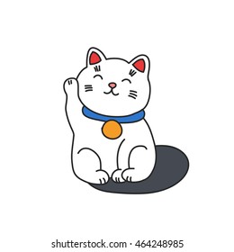 doodle icon. maneki neko. vector illustration