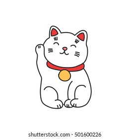 doodle icon. maneki neko. vector illustration