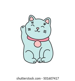 doodle icon. maneki neko. vector illustration