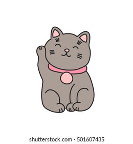 doodle icon. maneki neko. vector illustration