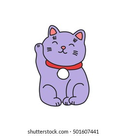 doodle icon. maneki neko. vector illustration