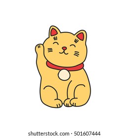 doodle icon. maneki neko. vector illustration