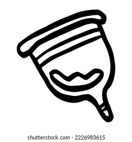 ícono de doodle de la taza menstrual, ilustración vectorial