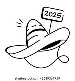 Un doodle icono de un sombrero mexicano
