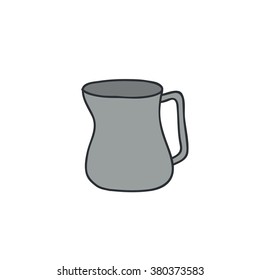 doodle icon. milk pitcher with handle. barista tool. vector illustration