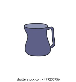 doodle icon. milk pitcher with handle. barista tool. vector illustration