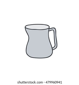 doodle icon. milk pitcher with handle. barista tool. vector illustration