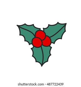 doodle icon. mistletoe. vector illustration