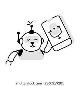 Doodle-Symbol des mobilen Assistenten 