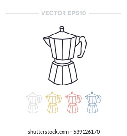 doodle icon. moka pot. geyser coffee maker. vector illustration