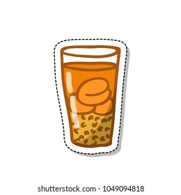 doodle icon. mote con huesillo. traditional Chilean summer-time non-alcoholic drink. vector illustration