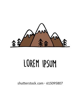 doodle icon. mountains. vector illustration