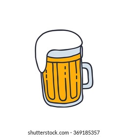 doodle icon. mug of beer. vector illustration