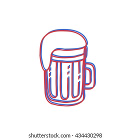 doodle icon. mug of beer. vector illustration