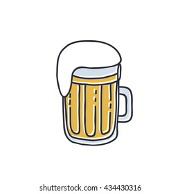 doodle icon. mug of beer. vector illustration