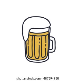 doodle icon. mug of beer. vector illustration