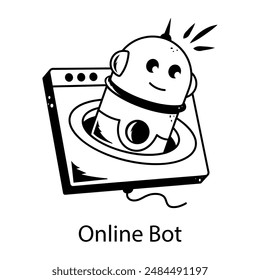 Un doodle icono de un bot en línea 
