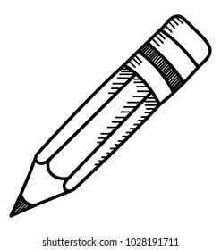 Doodle icon pencil for writing, editing and drafting content