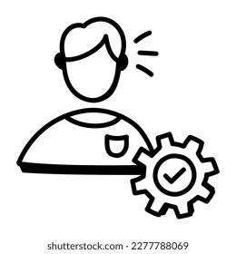 Un ícono de doodle de la gestión personal, gerente aprobado