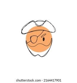 Doodle icon pirate emoji. Hand drawn vector illustration