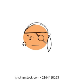 Doodle icon pirate emoji. Hand drawn vector illustration