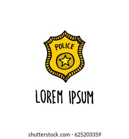 doodle icon. police badge