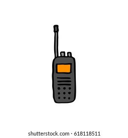 doodle icon. police walkie-talkie. vector illustration