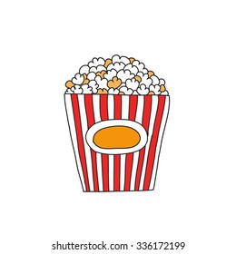 doodle icon. popcorn. vector illustration