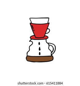 doodle icon. pour over coffee maker. vector illustration