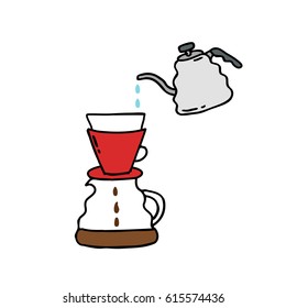 doodle icon. pour over coffee maker. vector illustration