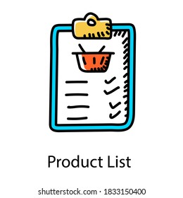 Doodle icon of product list, things to buy