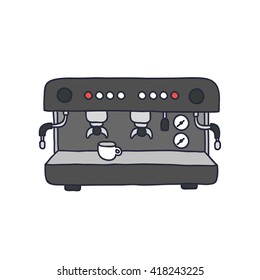 doodle icon. professional coffee machine. vector illustration