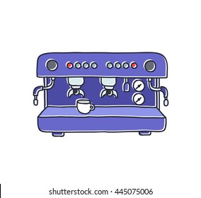 doodle icon. professional coffee machine. vector illustration