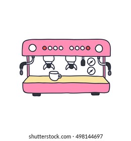 doodle icon. professional coffee machine. vector illustration