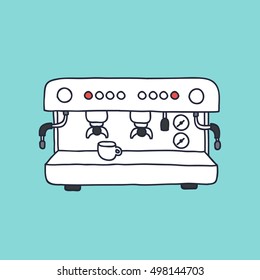 doodle icon. professional coffee machine. vector illustration