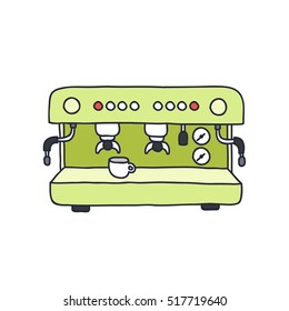 doodle icon. professional coffee machine. vector illustration
