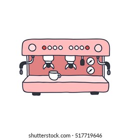 doodle icon. professional coffee machine. vector illustration